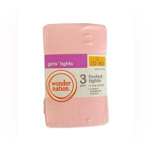 Wonder Nation Girls 3-Pack Footed Tights Size L 12-16 Pink Navy White New